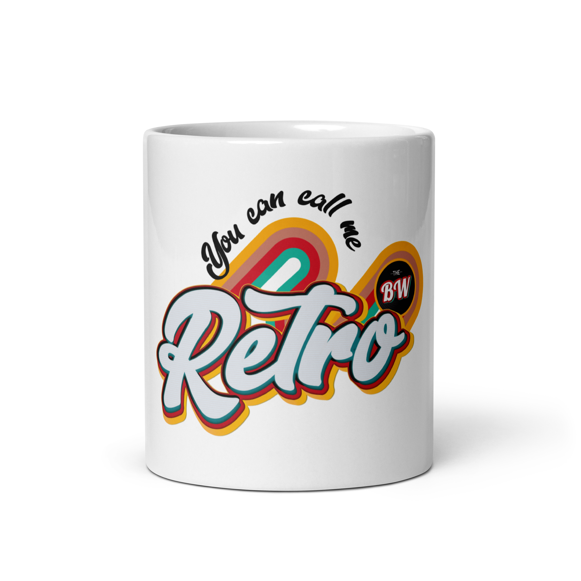 White Glossy Mug You Can Call Me Retro TBW